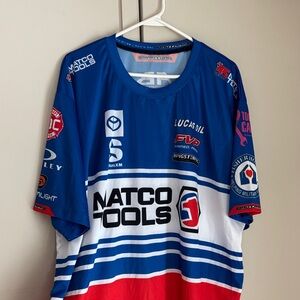 Vintage graphic tee motocross T-shirt pit crew red white blue size 3XL